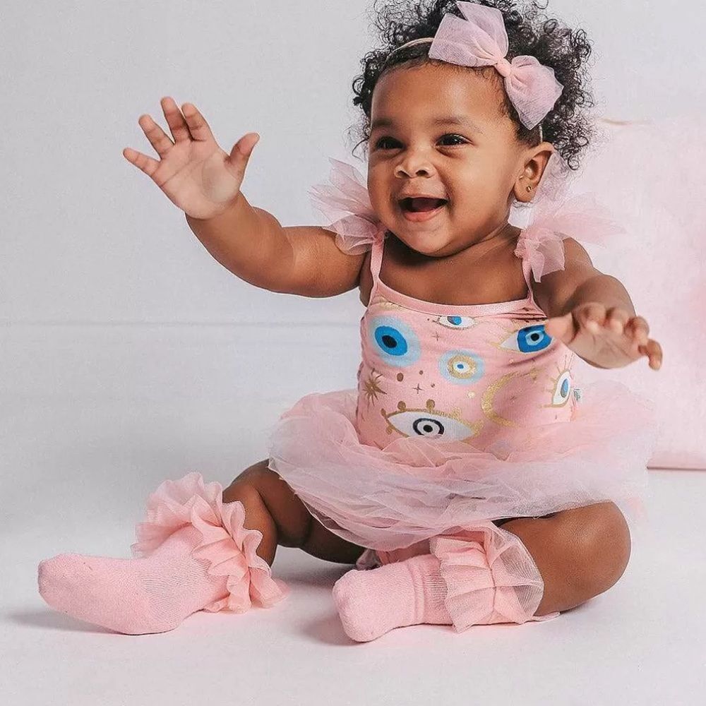 NWT POSH PEANUT FIONA TULLE BODYSUIT WITH MATCHING SOCKS 18/24M - Picture 5 of 12